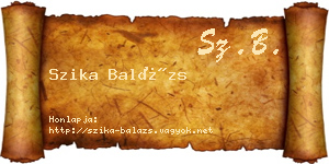 Szika Balázs névjegykártya